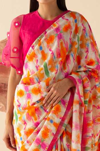 Buy_Kanelle_Multi Color Cotton Silk Printed Saree_Online_at_Aza_Fashions