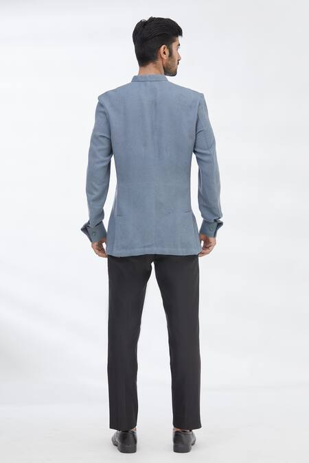 Shop Gaurav Katta Blue Cotton Shirt at Aza Fashions Shop_Gaurav Katta_Blue Cotton Shirt _at_Aza_Fashions