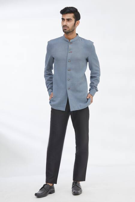 Gaurav Katta Blue Cotton Shirt Online at Aza Fashions Gaurav Katta_Blue Cotton Shirt _Online_at_Aza_Fashions