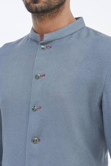 Gaurav Katta Blue Cotton Shirt at Aza Fashions Gaurav Katta_Blue Cotton Shirt _at_Aza_Fashions