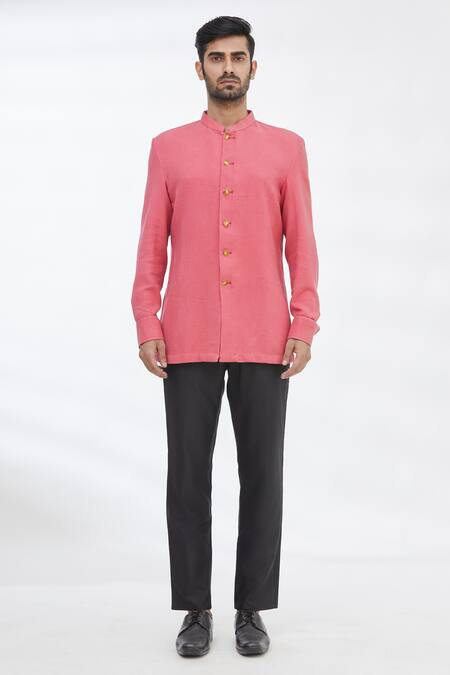Gaurav Katta_Red Cotton Shirt _Online_at_Aza_Fashions
