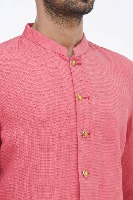 Gaurav Katta_Red Cotton Shirt _at_Aza_Fashions