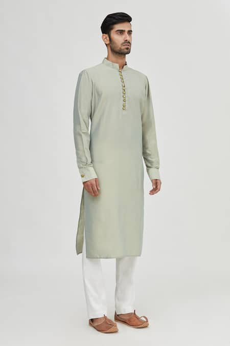 Gaurav Katta_Green Summer Silk Kurta _Online_at_Aza_Fashions