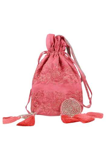 Buy Chhaya Mehrotra Pink Embroidery, Beads Floral Potli Bag at Aza Fashions Buy_Chhaya Mehrotra_Pink Embroidery, Beads Floral Potli Bag _at_Aza_Fashions