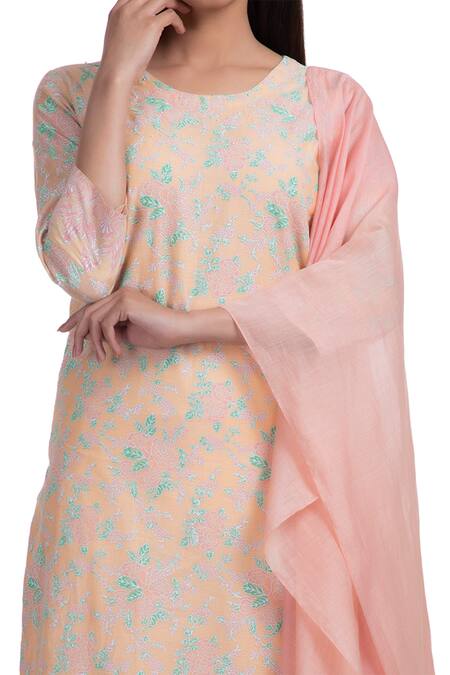 Buy Chhaya Mehrotra Pink Kurta Handwoven Chanderi Salwar Cotton Round Set Online at Aza Fashions Buy_Chhaya Mehrotra_Pink Kurta Handwoven Chanderi Salwar Cotton Round Set _Online_at_Aza_Fashions