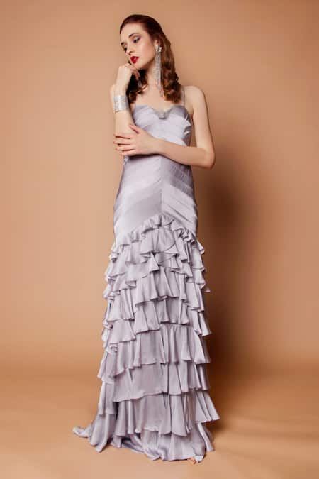 Shehlaa Khan Layered Ruffle Gown 