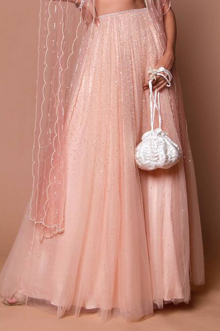 Shehlaa Khan Beige Tulle Sweetheart Neck Embroidered Lehenga Set Online at Aza Fashions Shehlaa Khan_Beige Tulle Sweetheart Neck Embroidered Lehenga Set _Online_at_Aza_Fashions