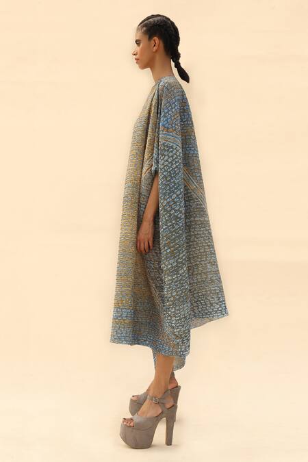 Buy Abhishek Sharma Blue Georgette Asymmetric Tie-dye Print Dress Online at Aza Fashions Buy_Abhishek Sharma_Blue Georgette Asymmetric Tie-dye Print Dress _Online_at_Aza_Fashions