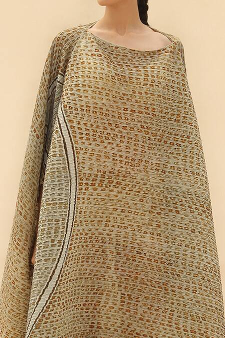 Abhishek Sharma Green Georgette Boat Tie-dye Print Draped Dress at Aza Fashions Abhishek Sharma_Green Georgette Boat Tie-dye Print Draped Dress _at_Aza_Fashions