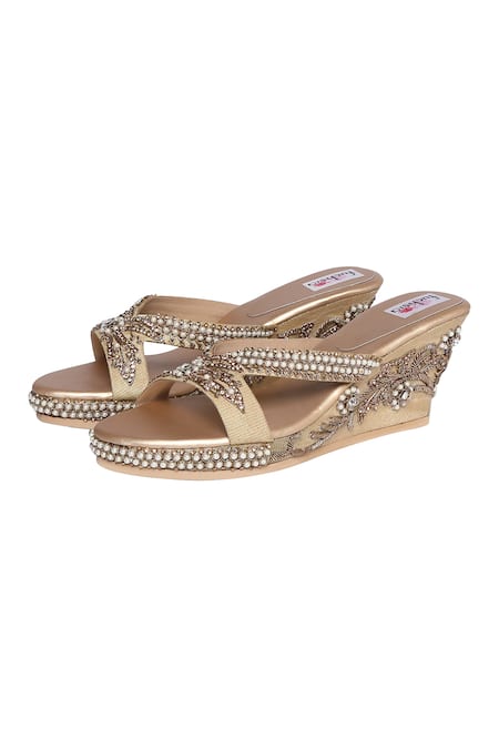 Fuchsia Silk Embroidered Wedges 