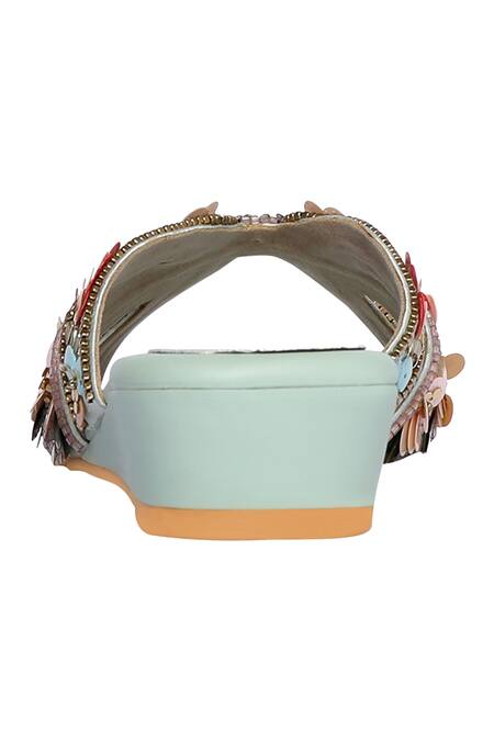 Buy Fuchsia by aashaka mehta Blue Sequins Embellished Wedges Online at Aza Fashions Buy_Fuchsia by aashaka mehta_Blue Sequins Embellished Wedges _Online_at_Aza_Fashions