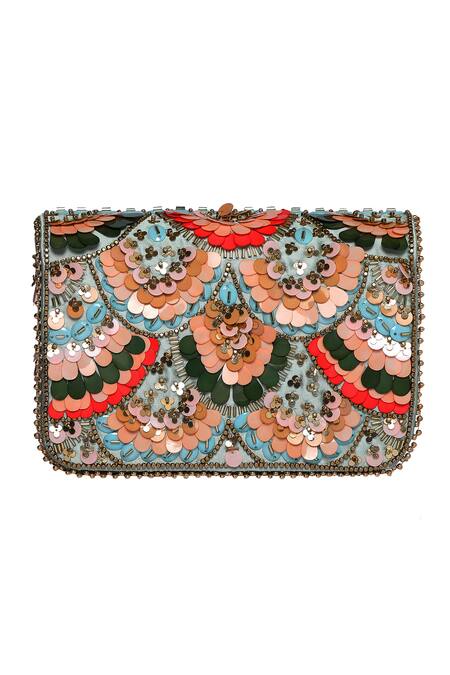 Fuchsia by aashaka mehta Multi Color Sequins Embellished Sling Bag Online at Aza Fashions Fuchsia by aashaka mehta_Multi Color Sequins Embellished Sling Bag _Online_at_Aza_Fashions