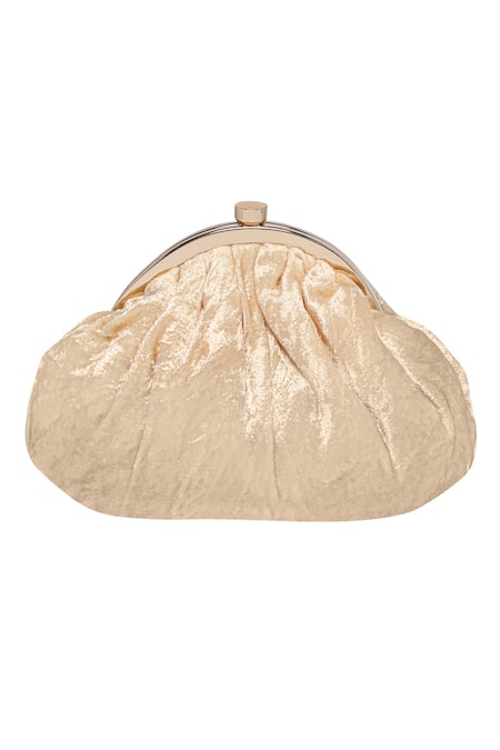 Shop Fuchsia by aashaka mehta Gold Beads, Embroidery Velvet Clutch With Sling at Aza Fashions Shop_Fuchsia by aashaka mehta_Gold Beads, Embroidery Velvet Clutch With Sling _at_Aza_Fashions