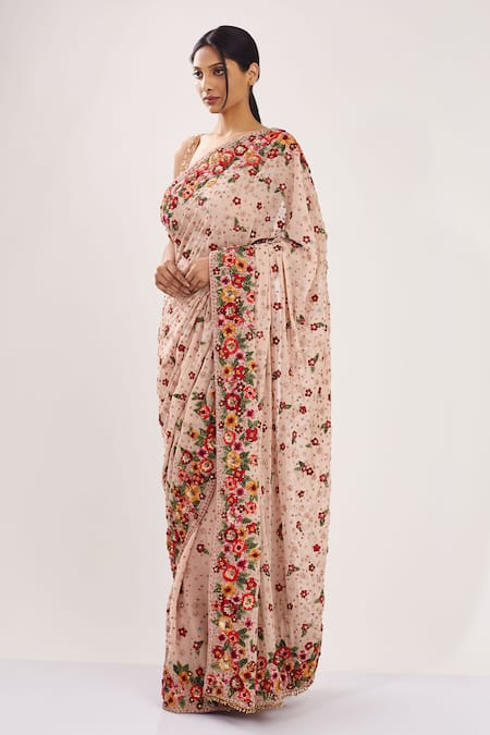 Nakul Sen Embroidered Saree with Blouse 