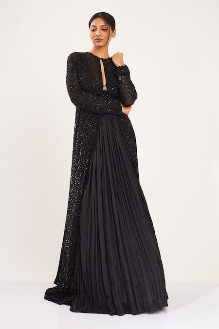 Black chiffon outlet jacket evening wear