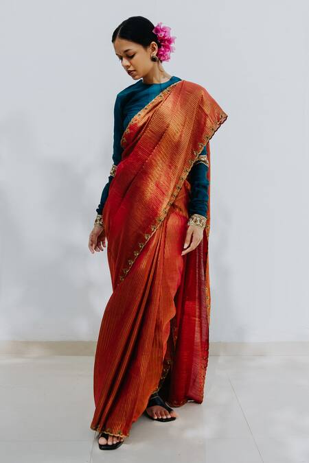 Buy_Mimamsaa_Red Handloom Munga Silk Saree_Online_at_Aza_Fashions