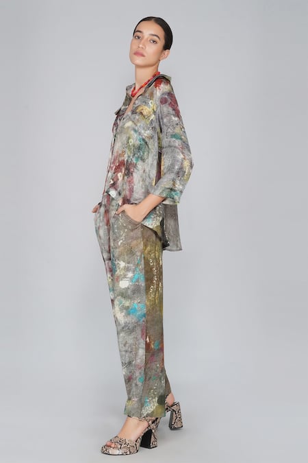 Shop_Yavi_Multi Color 100% Silk Spread Collar Printed Shirt _Online_at_Aza_Fashions