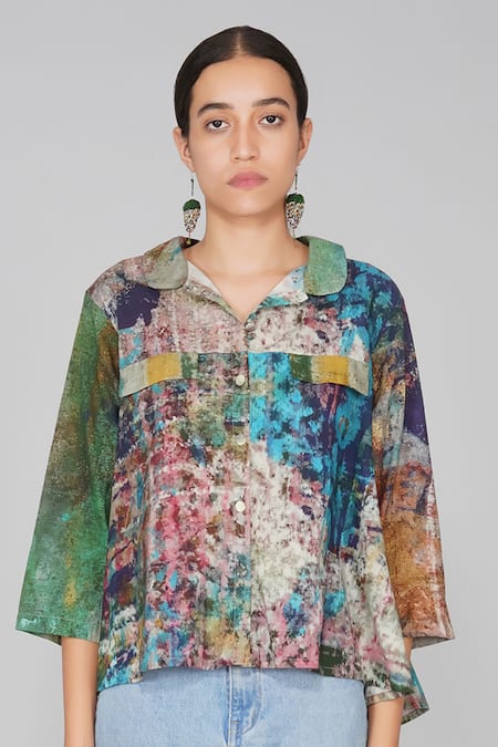 Yavi Multi Color 100% Cotton Spread Collar Printed Shirt