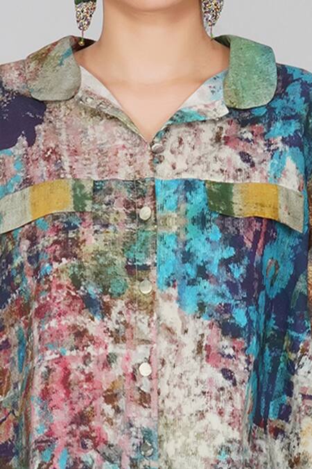 Yavi Multi Color 100% Cotton Spread Collar Printed Shirt at Aza Fashions Yavi_Multi Color 100% Cotton Spread Collar Printed Shirt _at_Aza_Fashions