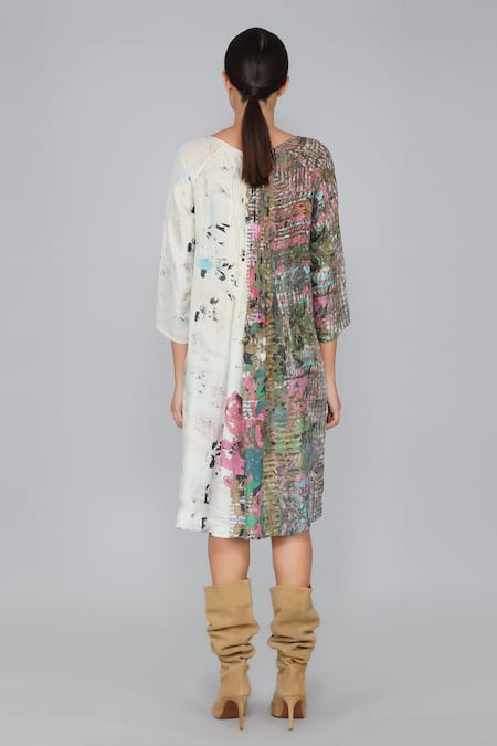 Shop Yavi Multi Color 100% Cotton Round Printed Dress at Aza Fashions Shop_Yavi_Multi Color 100% Cotton Round Printed Dress _at_Aza_Fashions