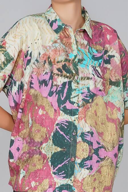 Yavi Multi Color 100% Cotton Shirt Collar Printed at Aza Fashions Yavi_Multi Color 100% Cotton Shirt Collar Printed _at_Aza_Fashions