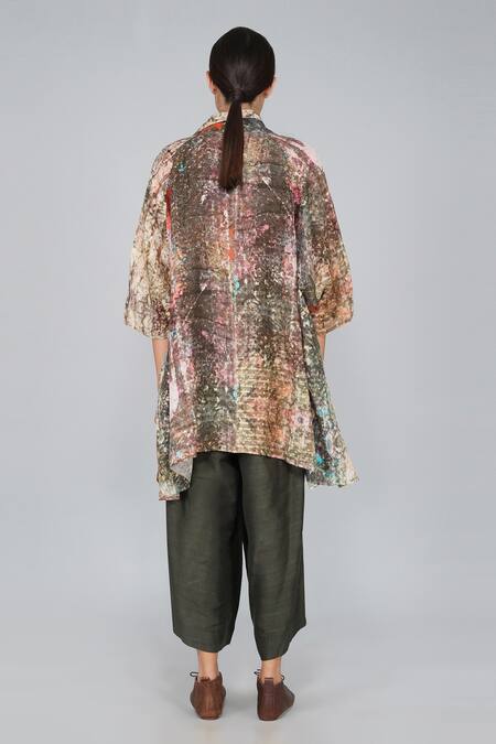Shop Yavi Multi Color 100% Linen Open Printed Jacket at Aza Fashions Shop_Yavi_Multi Color 100% Linen Open Printed Jacket _at_Aza_Fashions