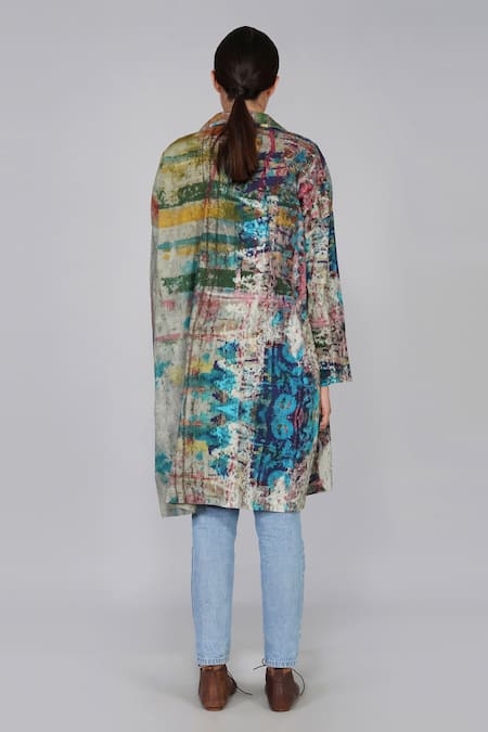 Shop Yavi Multi Color 100% Cotton Spread Collar Printed Jacket at Aza Fashions Shop_Yavi_Multi Color 100% Cotton Spread Collar Printed Jacket _at_Aza_Fashions