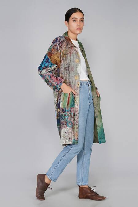 Yavi Multi Color 100% Cotton Spread Collar Printed Jacket Online at Aza Fashions Yavi_Multi Color 100% Cotton Spread Collar Printed Jacket _Online_at_Aza_Fashions