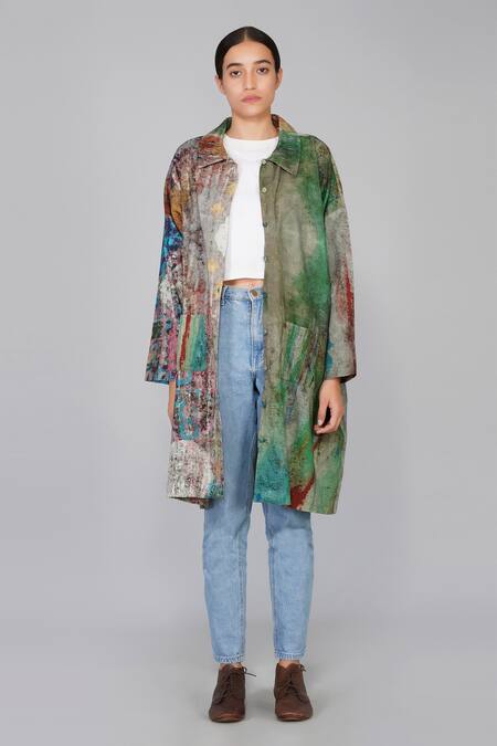 Buy Yavi Multi Color 100% Cotton Spread Collar Printed Jacket Online at Aza Fashions Buy_Yavi_Multi Color 100% Cotton Spread Collar Printed Jacket _Online_at_Aza_Fashions