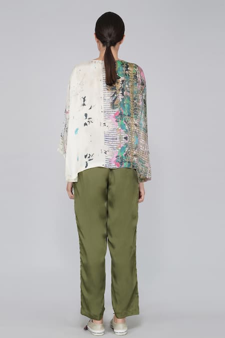 Shop Yavi Multi Color 100% Silk Round Printed Top at Aza Fashions Shop_Yavi_Multi Color 100% Silk Round Printed Top _at_Aza_Fashions