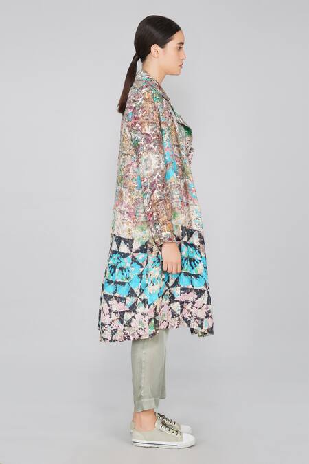 Yavi Multi Color 100% Linen Notched Lapel Printed Jacket Online at Aza Fashions Yavi_Multi Color 100% Linen Notched Lapel Printed Jacket _Online_at_Aza_Fashions