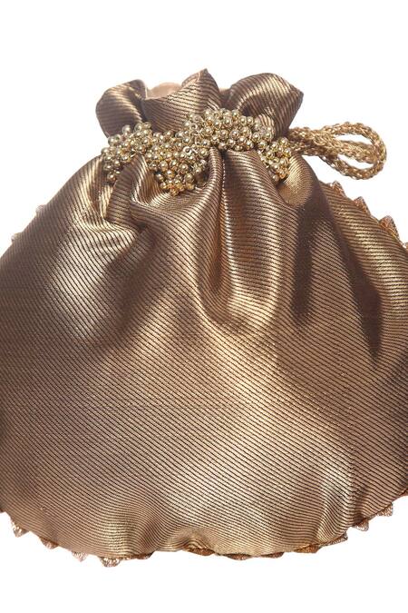 Buy 5elements Brown Embroidered Embellished Potli Bag Online at Aza Fashions Buy_5elements_Brown Embroidered Embellished Potli Bag _Online_at_Aza_Fashions