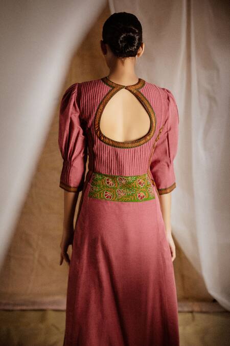 Buy Latha Puttanna Pink Cotton Embroidery Round Pintuck Kurta And Pant Set Online at Aza Fashions Buy_Latha Puttanna_Pink Cotton Embroidery Round Pintuck Kurta And Pant Set _Online_at_Aza_Fashions