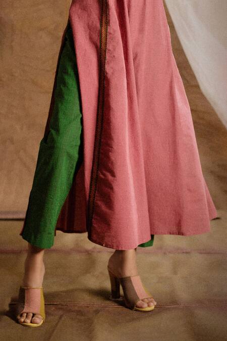 Latha Puttanna Pink Cotton Embroidery Round Pintuck Kurta And Pant Set at Aza Fashions Latha Puttanna_Pink Cotton Embroidery Round Pintuck Kurta And Pant Set _at_Aza_Fashions