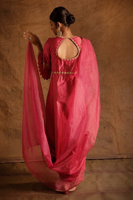 Latha Puttanna Chanderi Pintuck Anarkali Set 