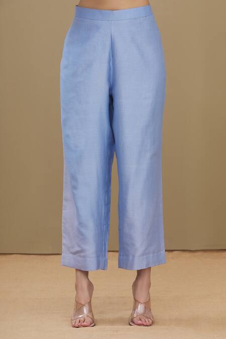 Surabhi Arya_Blue Kurta And Palazzo Chanderi Dupatta Chiffon Round Set_at_Aza_Fashions