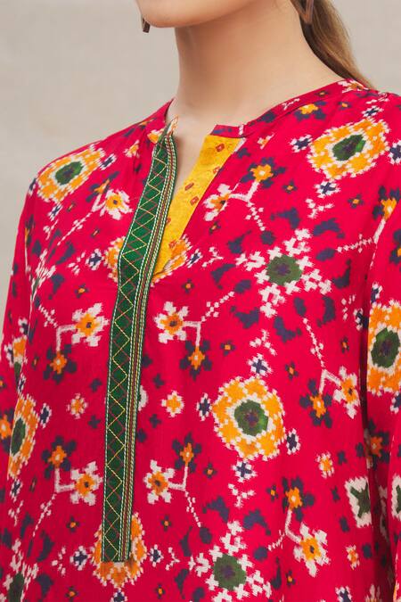 Meghna Panchmatia Red Silk Blend Round Printed Dress at Aza Fashions Meghna Panchmatia_Red Silk Blend Round Printed Dress _at_Aza_Fashions