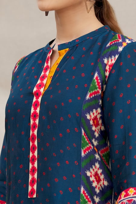 Meghna Panchmatia Blue Silk Blend Round Printed Kurta at Aza Fashions Meghna Panchmatia_Blue Silk Blend Round Printed Kurta _at_Aza_Fashions