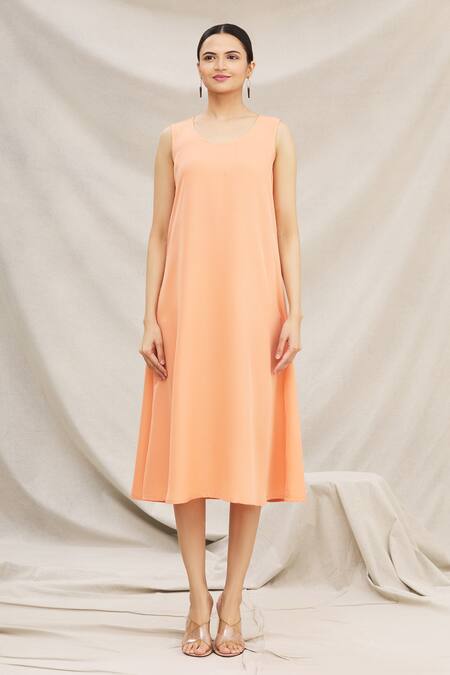 Shop Meghna Panchmatia Peach Chanderi Silk Round Ombre Dress Online at Aza Fashions Shop_Meghna Panchmatia_Peach Chanderi Silk Round Ombre Dress _Online_at_Aza_Fashions