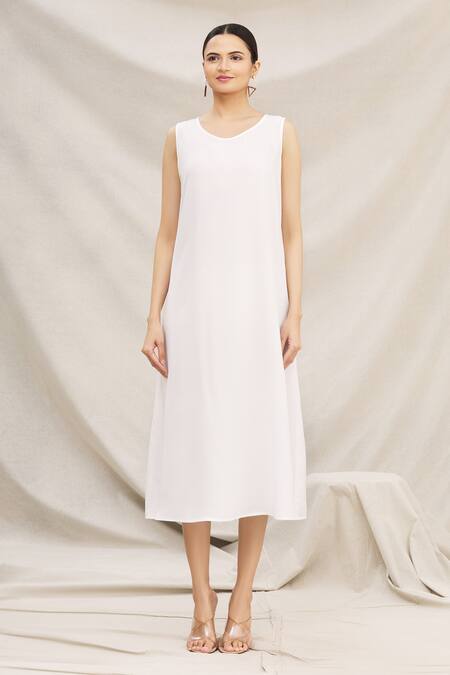 Shop Meghna Panchmatia White Chanderi Silk Round Printed Midi Dress Online at Aza Fashions Shop_Meghna Panchmatia_White Chanderi Silk Round Printed Midi Dress _Online_at_Aza_Fashions