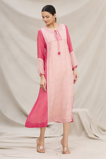 Meghna Panchmatia Chanderi Printed Midi Dress 