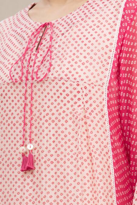 Meghna Panchmatia Pink Chanderi Silk Round Printed Midi Dress at Aza Fashions Meghna Panchmatia_Pink Chanderi Silk Round Printed Midi Dress _at_Aza_Fashions