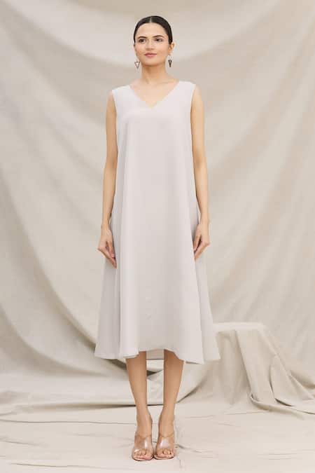 Shop_Meghna Panchmatia_Black Chanderi Silk Round Printed Midi Dress _Online_at_Aza_Fashions