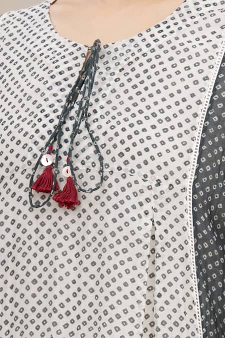 Meghna Panchmatia_Black Chanderi Silk Round Printed Midi Dress _at_Aza_Fashions