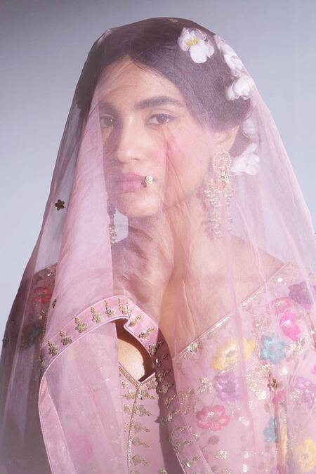 Buy_Rachit Khanna_Pink Georgette V Neck Embroidered Kurta Set_Online_at_Aza_Fashions