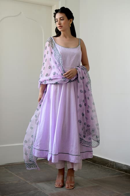 Taro Handwoven Cotton Anarkali Set  