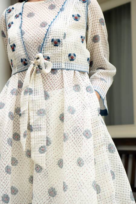 Shop_Taro_White Handwoven Cotton Round Kurta With Jacket_Online_at_Aza_Fashions