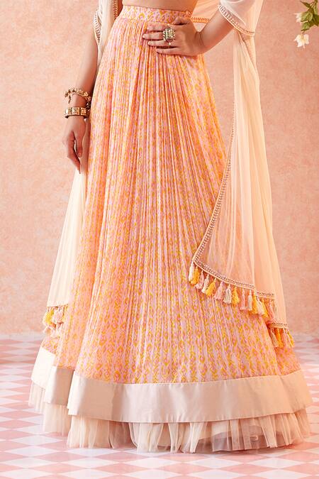 Shop Ridhi Mehra White Blouse Lehenga Chiffon Dupatta Sherita Ikat Print Bridal Set Online at Aza Fashions Shop_Ridhi Mehra_White Blouse Lehenga Chiffon Dupatta Sherita Ikat Print Bridal Set _Online_at_Aza_Fashions