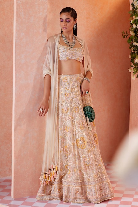 Shop Ridhi Mehra White Net Embroidery U Neck Gamila Bridal Lehenga Set at Aza Fashions Shop_Ridhi Mehra_White Net Embroidery U Neck Gamila Bridal Lehenga Set _at_Aza_Fashions