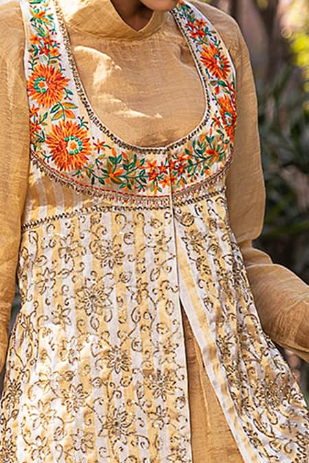 Neeta Bhargava Gold , Silk , Jacket Embroidered And Lehenga Set at Aza Fashions Neeta Bhargava_Gold , Silk , Jacket Embroidered And Lehenga Set _at_Aza_Fashions